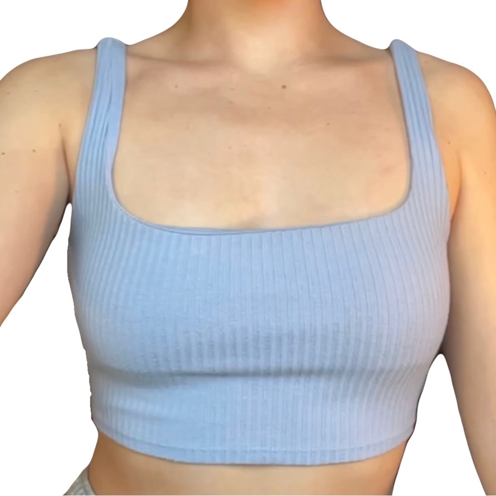 Baby blue cropped ribbed tank top